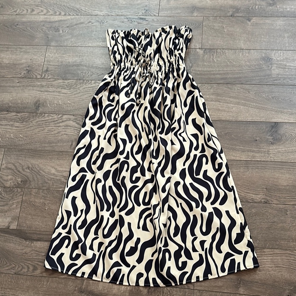 Zebra Print Strapless Dress